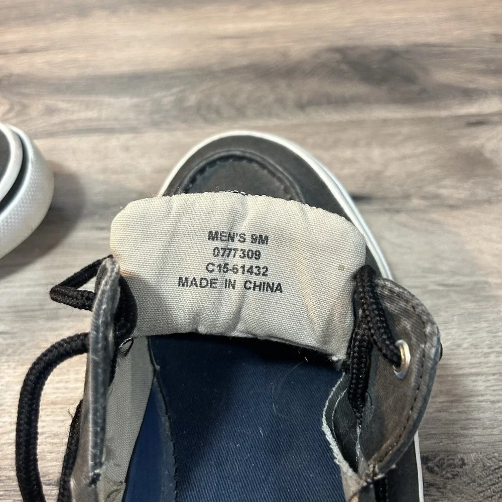 Sperry Top-sider Bahama Boat Shoes Men's 9 M Gray/black Canvas Beach
